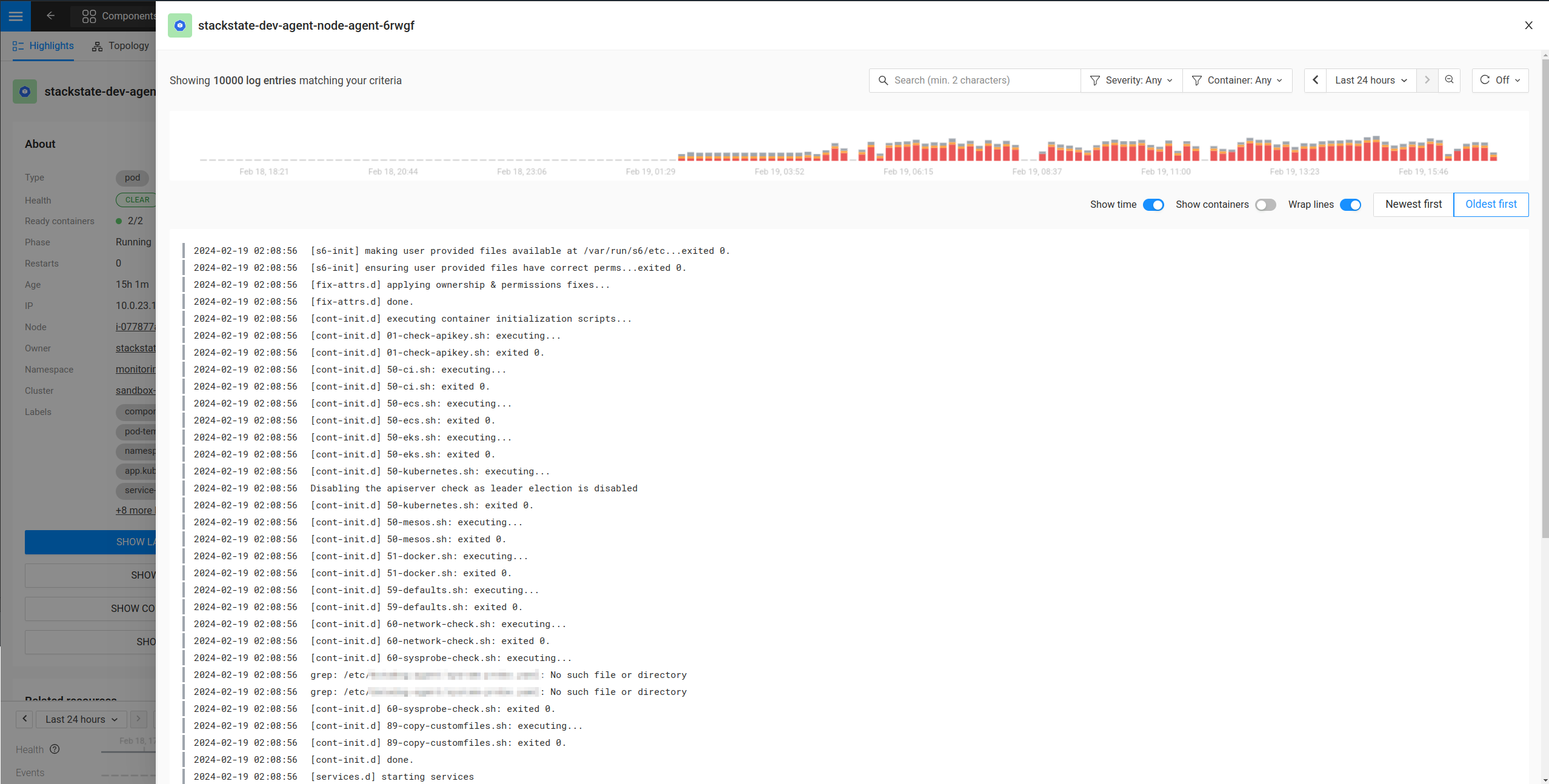 Kubernetes-Protokollansicht ohne Filter