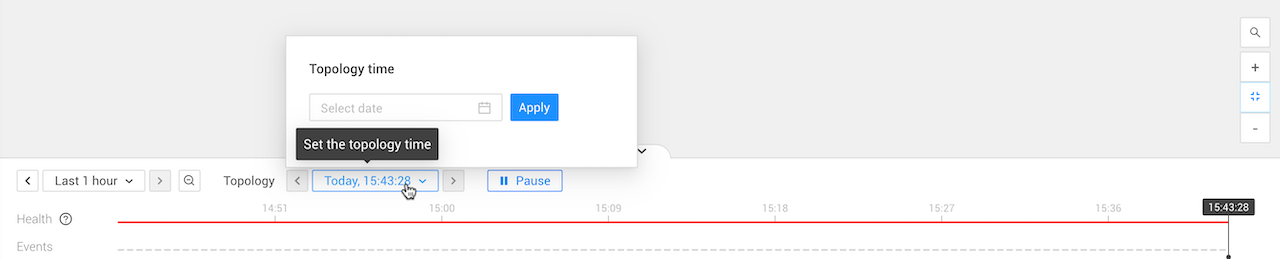 Use o popup "Definir o tempo de topologia" para especificar um tempo de topologia